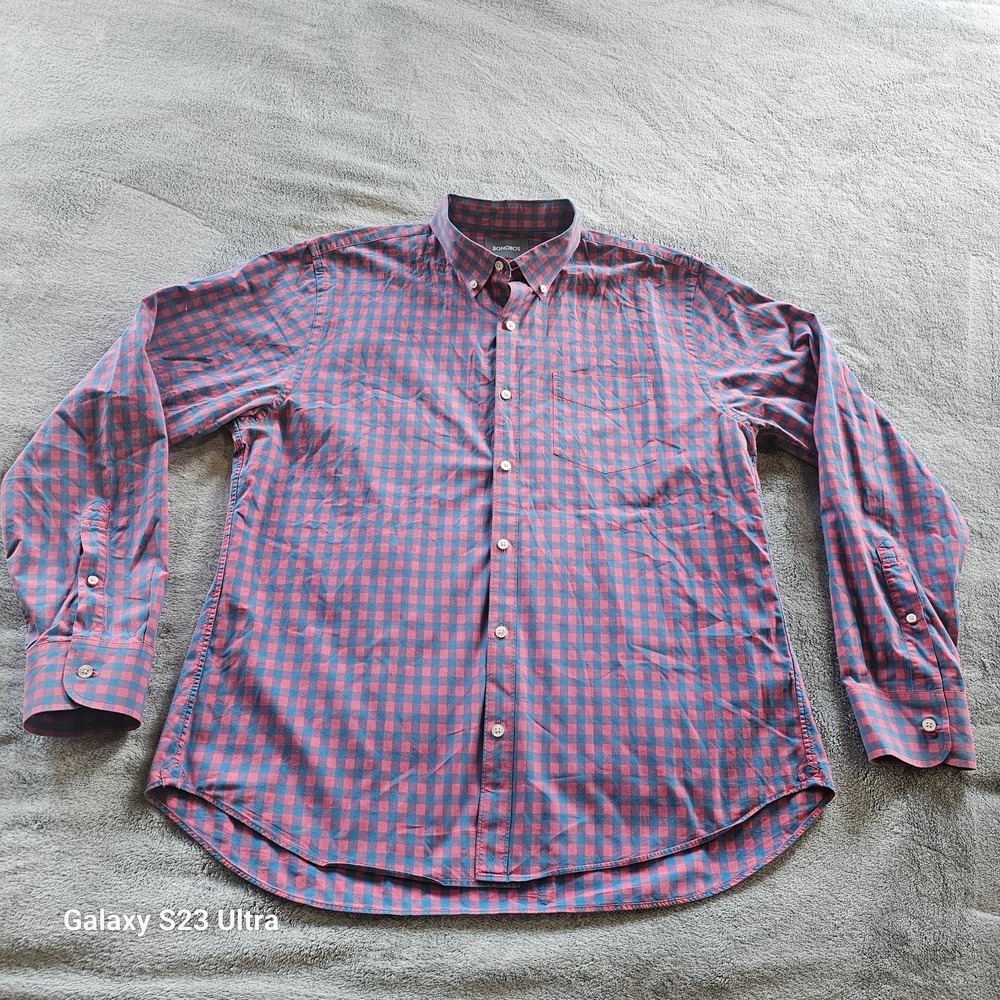 Bonobos, Men's, sz Extra Large, XL, slim fit button down pink & blue, sh…